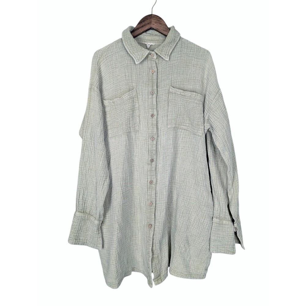 Easel Oversized Gauze Button Shirt